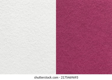 Texture of craft white and dark wine paper background, half two colors, macro. Structure of vintage dense purple cardboard. Felt backdrop closeup. - Shutterstock ID 2175469693