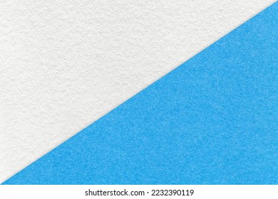 Texture of craft white and light blue paper background, half two colors, macro. Structure of vintage dense kraft cerulean cardboard. Carton turquoise backdrop closeup. - Shutterstock ID 2232390119