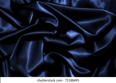 Texture Of A Dark Blue Silk