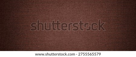 Texture dark brown textile material background, macro weave pattern. Structure of fabric backdrop, with vignette.