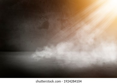 Texture dark concentrate floor with mist or fog. Black, dark and gray abstract cement wall and studio room , interior texture for display products - Shutterstock ID 1924284104