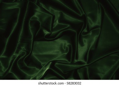 Texture Of A Dark Green Silk