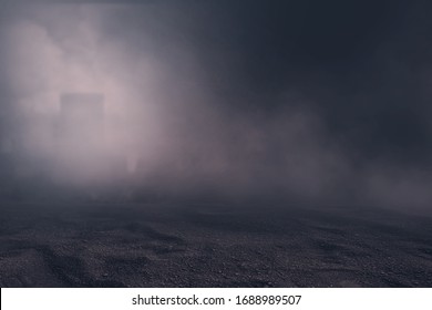 Texture Dark Soil Field  With Mist Or Fog