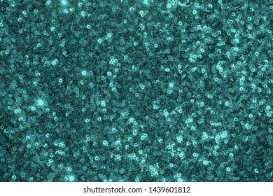 Texture Of Fabric With Round 
Little Sea Green Sequins.