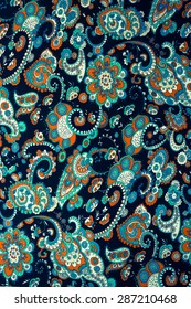 Texture Fabric Of Vintage Paisley Background