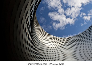 Texture of a facade made of deployed metallic sheet