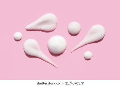 Texture Foam Mousse Foam Cosmetic Smear Sample On Pink Background