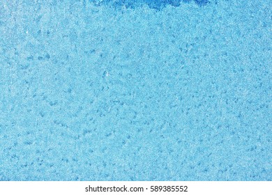 Texture Of Frozen Window Glass, Heavy Frost And Cold, Can Be Used As Background Image In Cool Colors