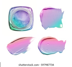 Texture gradient cream smear isolated white background  Gradient smear cream isolated white background  Texture gradient smear cosmetic cream white background
