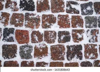 Texture Of Granite Pavers With Snow