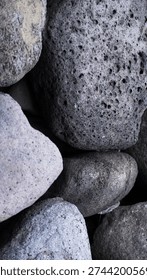 Texture of Gray Volcanic Basalt Rocks