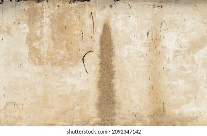 Texture Of Grey Concrete Wall With Dark Water And Oil Marks Running Vertically Down And Many Marks And Lines Grundge
