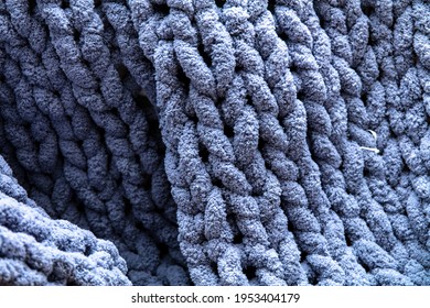 Texture Of Hand Knitted Chunky Blanket