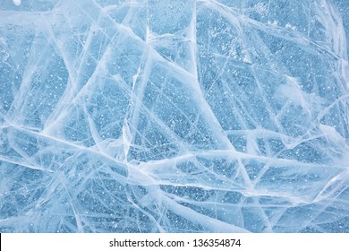 Texture Of Ice Of Baikal Lake In Siberia