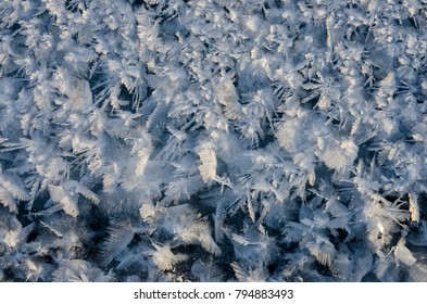 texture of ice on blue background