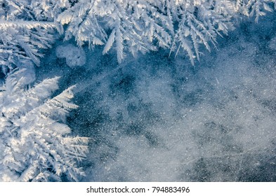 texture of ice on blue background