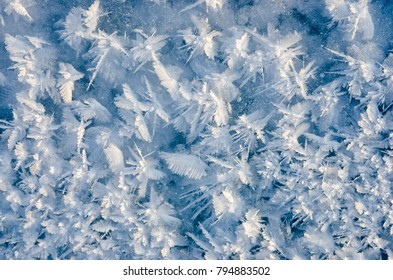 texture of ice on blue background