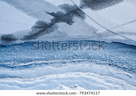 texture of ice on blue background