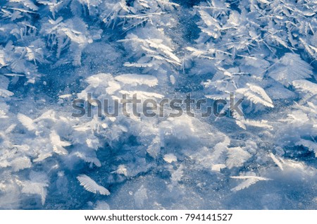 texture of ice on blue background