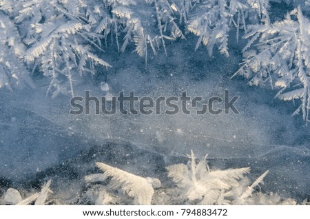 texture of ice on blue background