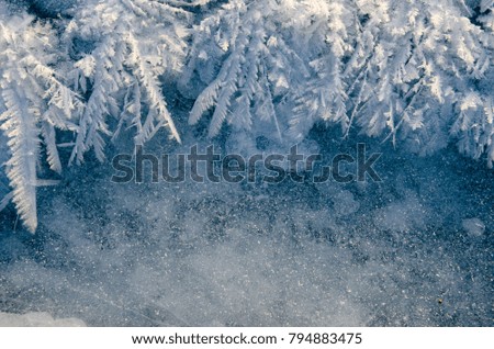 texture of ice on blue background