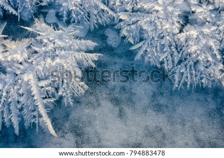 texture of ice on blue background
