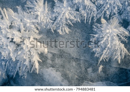 texture of ice on blue background