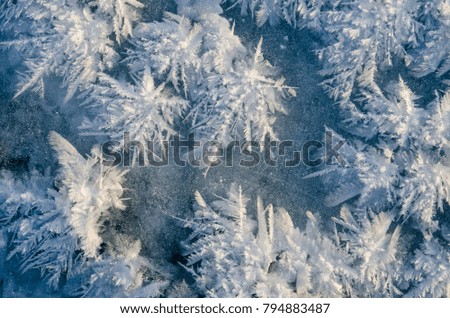 texture of ice on blue background