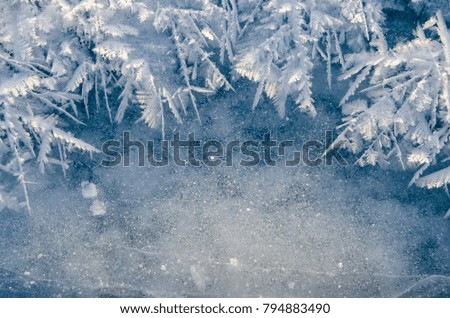 texture of ice on blue background