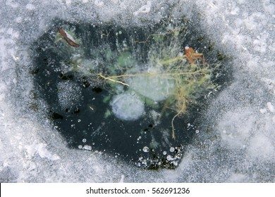 Texture of the ice surface. Winter background