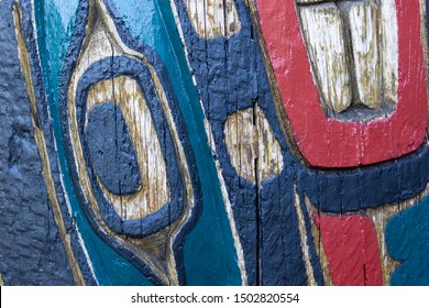texture of indigenous indian art totem in Ottawa, Canada
