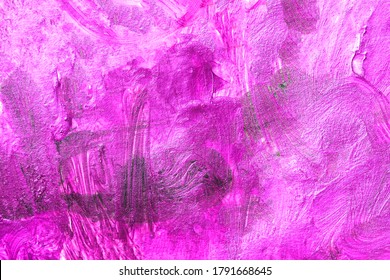 The Texture Of Lilac Pearlescent Paint On Canvas. Purple Paint Close Up.