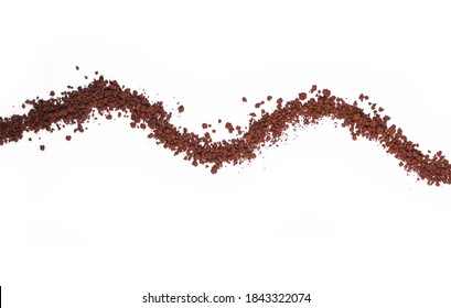 Texture Of Long Line Wavy Coffee Powder On White Background