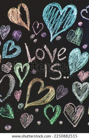 Texture with love hearts for design. Valentines day card concept. Heart for Valentines Day greeting card. Love is.