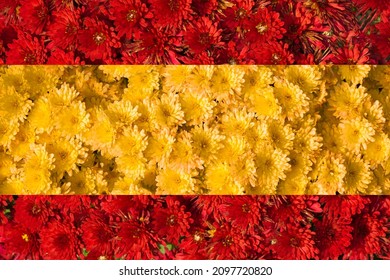 Texture Of The National Flag Of Spain. Flower Arrangement