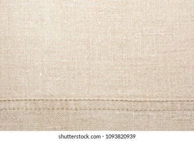 Texture Of Natural Linen Fabric With Seam