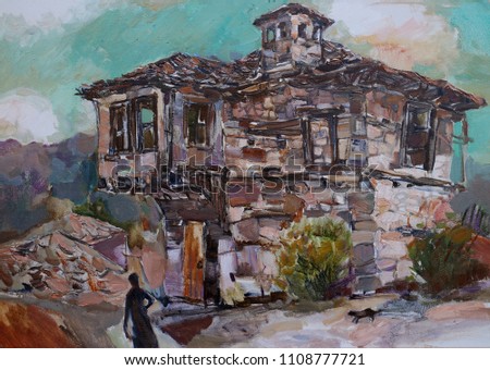 Texture, oil painting, artist, Roman Nogin,Mediterranean, Aegean Sea, island, Greece,