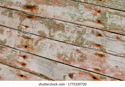 The texture of old gray wood, with rust elements and old nails.