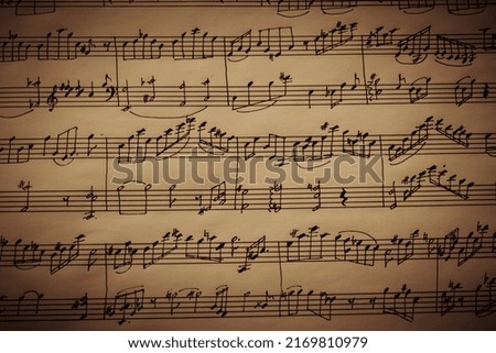 Texture of old handwritten notes, old notes background, selective focus