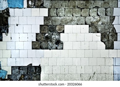 Texture Of The Old Tile Wall With Cracks