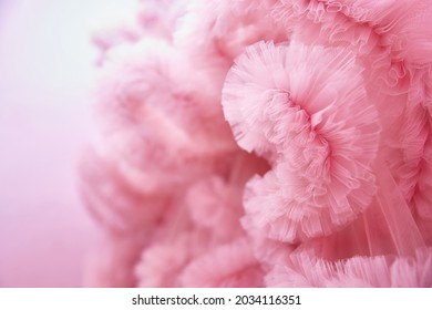 Texture Pink background from the airy fabric of the dress. Copy space for text about design and fashion - Shutterstock ID 2034116351