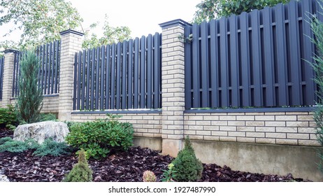 Texture Of Profiled Metal. Metal Fence