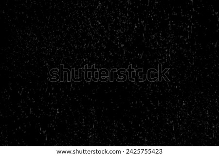 Texture of rain and fog on a black background overlay effect, Abstract splashes of Rain and Snow Overlay Freeze motion of white particles on black background
