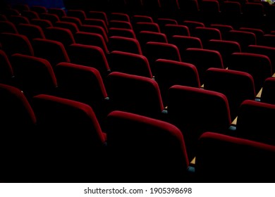 Texture With Red Chairs In An Empty Cinema Or Theater