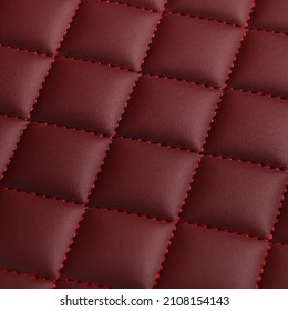Texture of red leather background with square pattern and stitch, macro - Shutterstock ID 2108154143