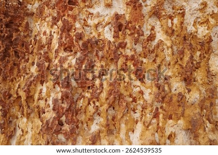Texture of Rock Surface Called Pha Daeng, a Red-hued Cliff of Iron Accumulation for Millions Years in Prachuap Khiri Khan Province, Thailand