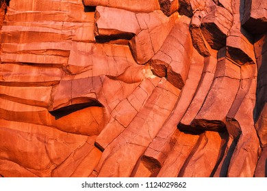 texture of the rock in the warm light of the setting sun