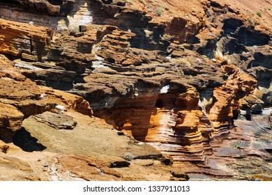 texture of the rock in the warm light of the setting sun