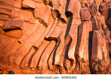 texture of the rock in the warm light of the setting sun