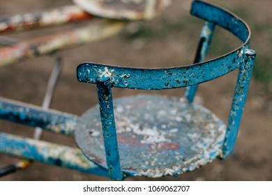 Texture Of An Rusty Blue Meta. Bucket Seat